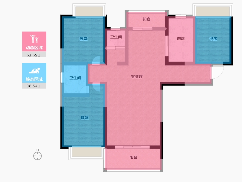 湖南省-常德市-中夏颐苑-89.65-户型库-动静分区