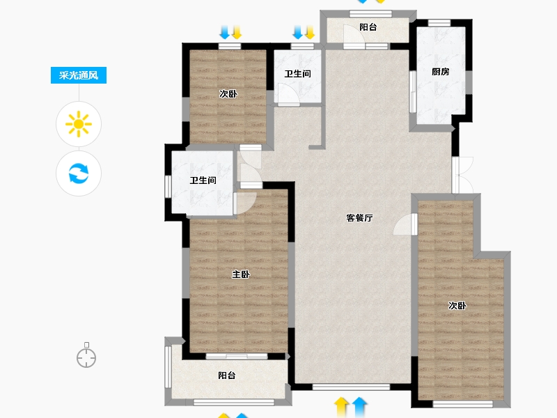 青海省-西宁市-中房蓝岸-126.66-户型库-采光通风