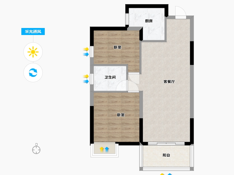 湖南省-岳阳市-合众领岛-63.69-户型库-采光通风