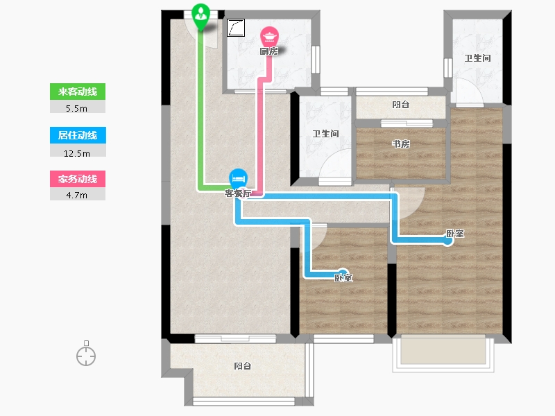 湖南省-常德市-碧桂园·翘楚棠-79.31-户型库-动静线