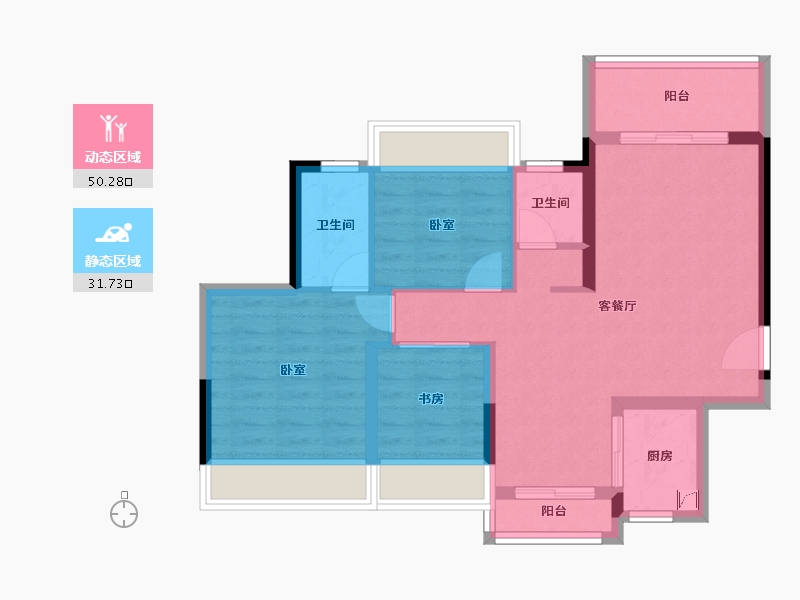 广东省-珠海市-惠景慧园-72.55-户型库-动静分区