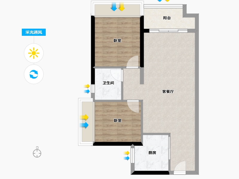 广东省-佛山市-美的鹭湖森林度假区-60.07-户型库-采光通风