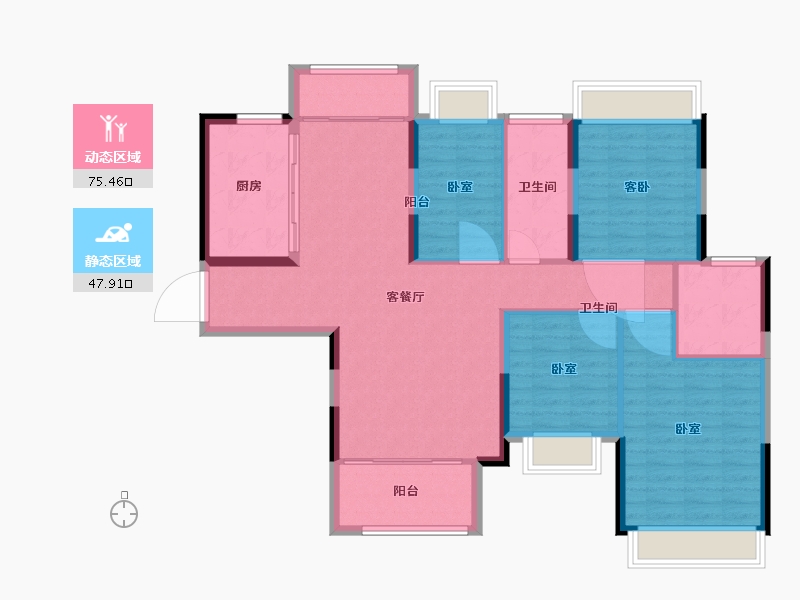 湖南省-衡阳市-坤鑫·中央广场-111.76-户型库-动静分区