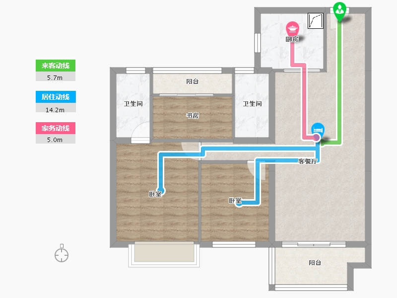 湖南省-常德市-碧桂园·翘楚棠-84.25-户型库-动静线