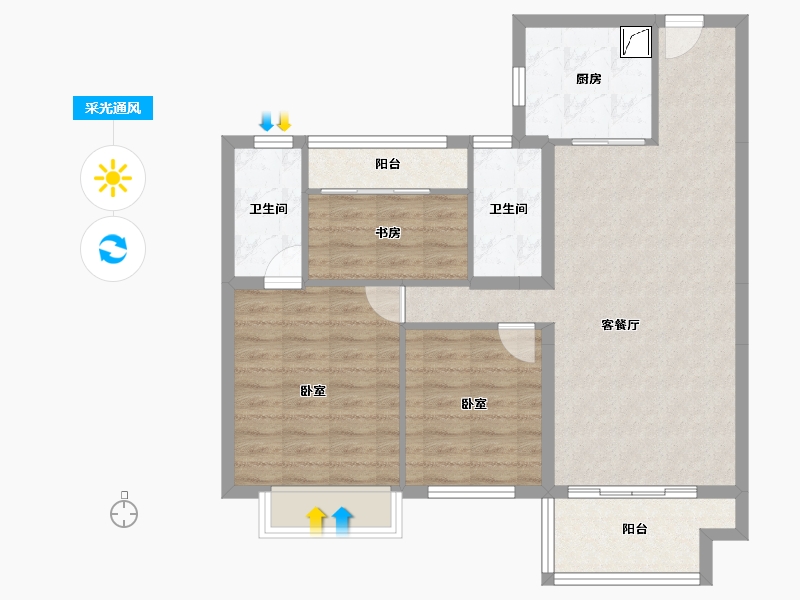 湖南省-常德市-碧桂园·翘楚棠-84.25-户型库-采光通风