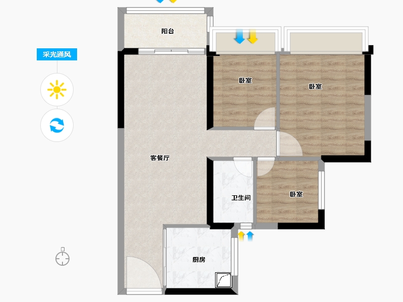 广东省-阳江市-碧桂园中兴江山府-70.00-户型库-采光通风