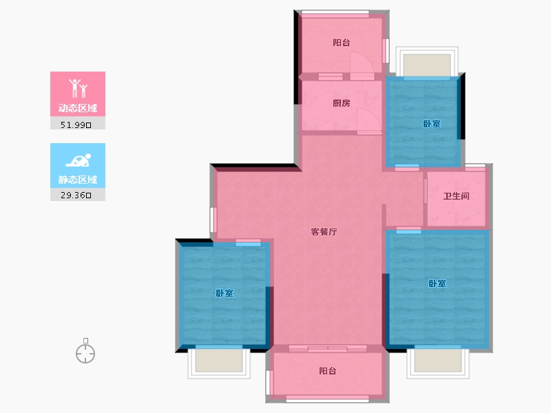 湖南省-岳阳市-星河尚层-71.77-户型库-动静分区