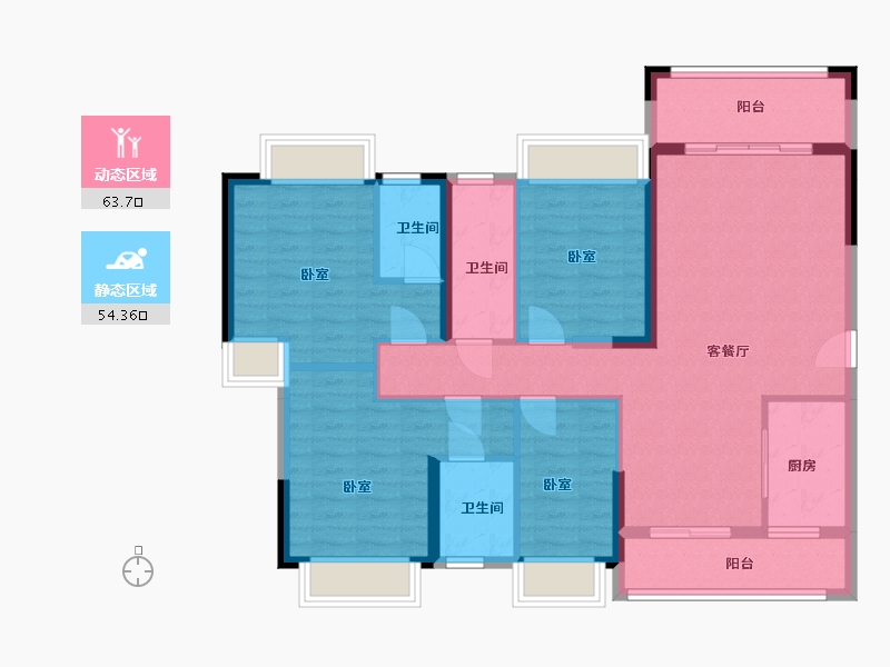 广东省-梅州市-水岸帝景-105.62-户型库-动静分区