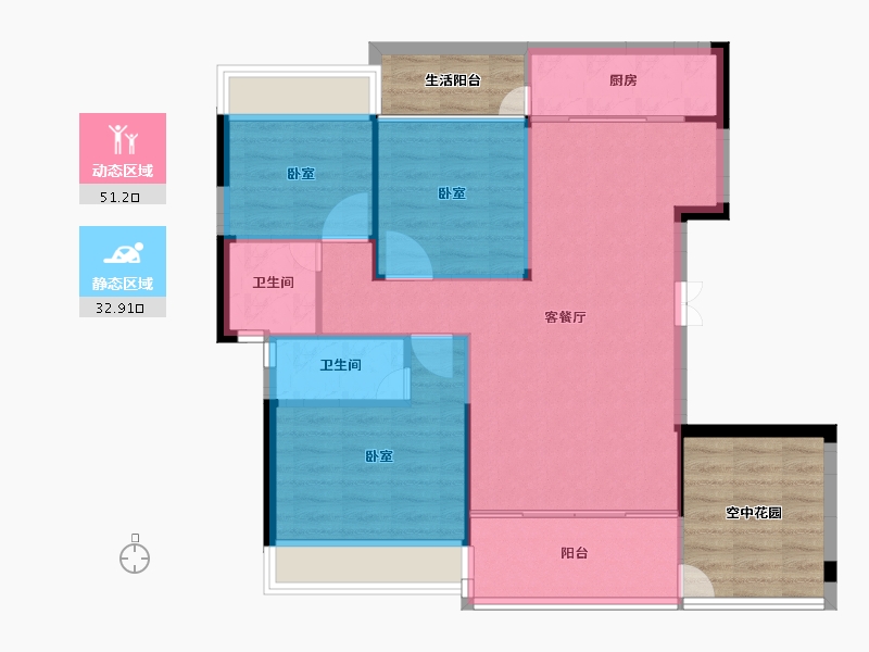 湖南省-邵阳市-邦盛凤凰城御都-89.37-户型库-动静分区