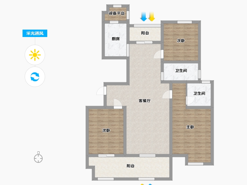 江苏省-南通市-润泽嘉园-111.00-户型库-采光通风