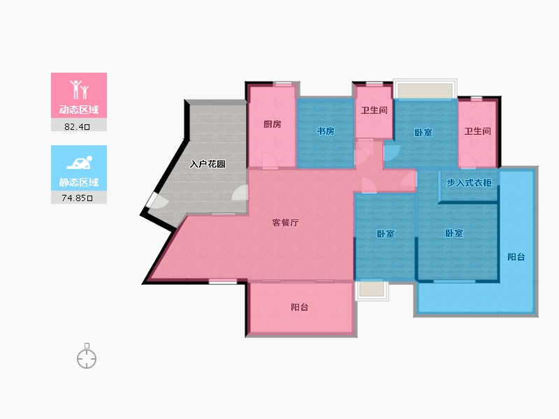 湖南省-衡阳市-珠江愉景南苑-164.02-户型库-动静分区