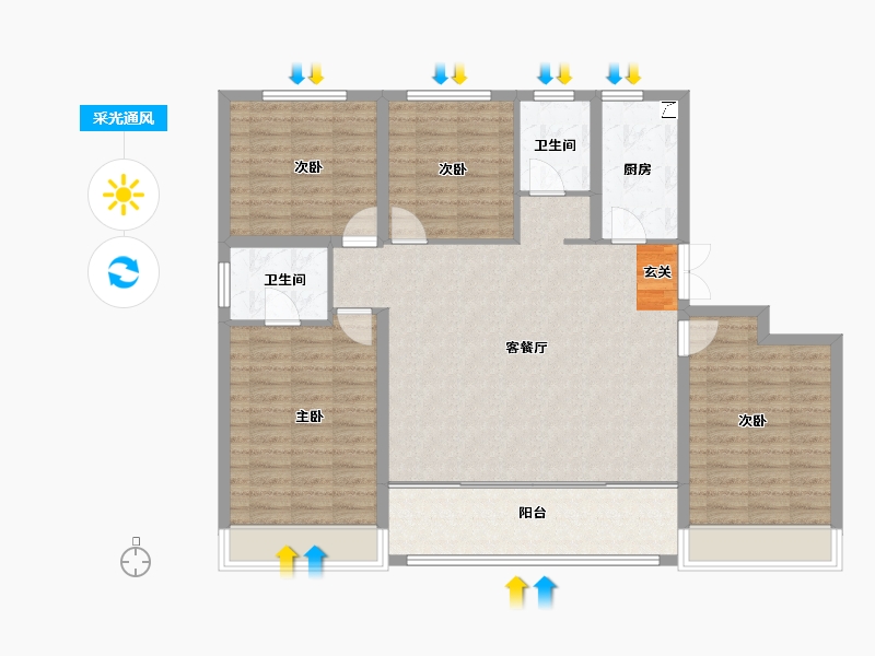 山东省-泰安市-开元盛世望岳园-116.00-户型库-采光通风