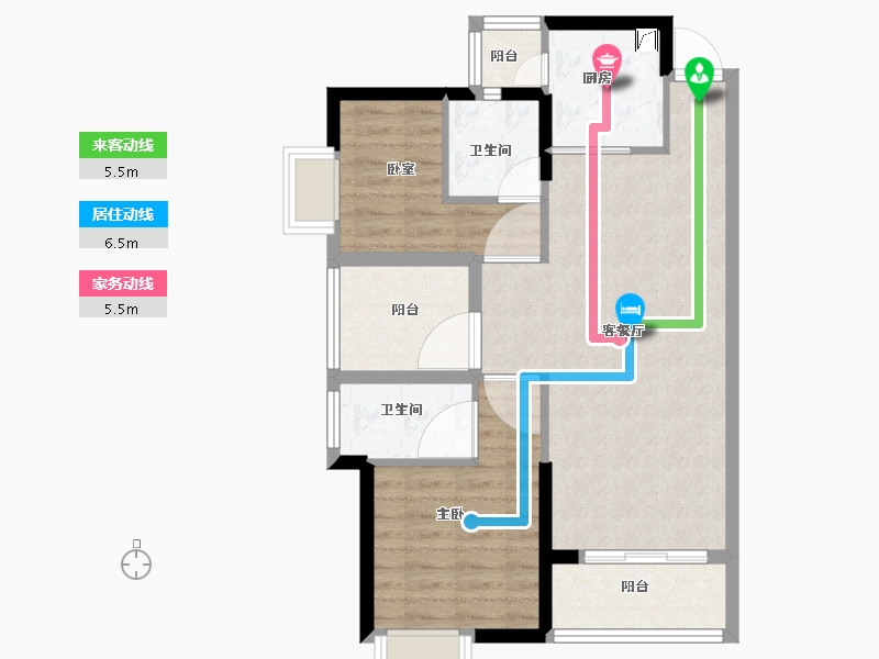 广东省-佛山市-保利珑门-72.18-户型库-动静线