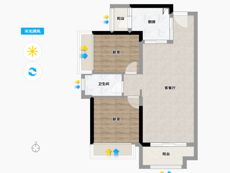 广东省-珠海市-惠景慧园-60.19-户型库-采光通风