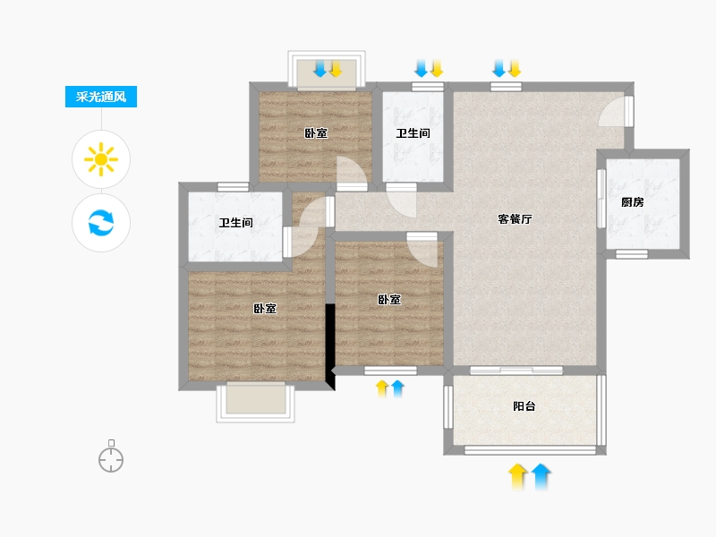 四川省-泸州市-高新悦城-85.23-户型库-采光通风