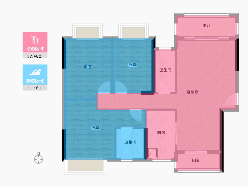 广东省-惠州市-昕景豪庭-84.97-户型库-动静分区