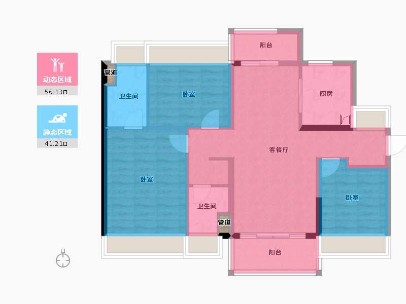 广东省-河源市-河源美的云筑-87.26-户型库-动静分区