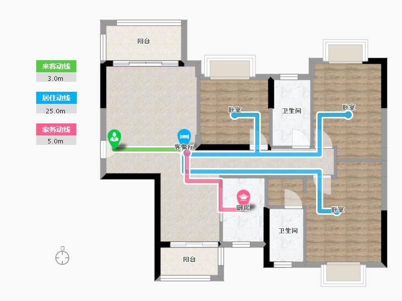 湖南省-衡阳市-坤鑫·中央广场-94.56-户型库-动静线