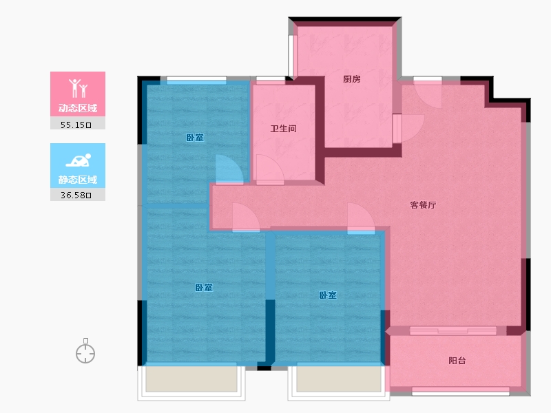 江苏省-镇江市-爱家·尚城-81.80-户型库-动静分区