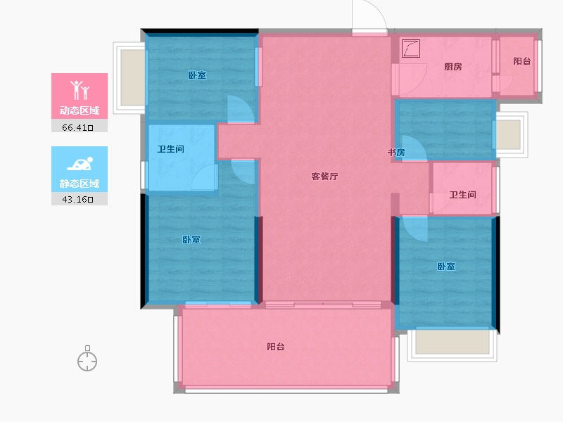 广东省-河源市-河源市商业中心|坚基·美丽城-99.00-户型库-动静分区