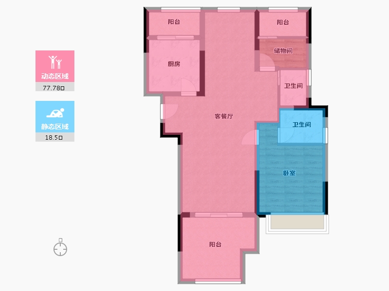 江苏省-镇江市-爱家·尚城-86.17-户型库-动静分区