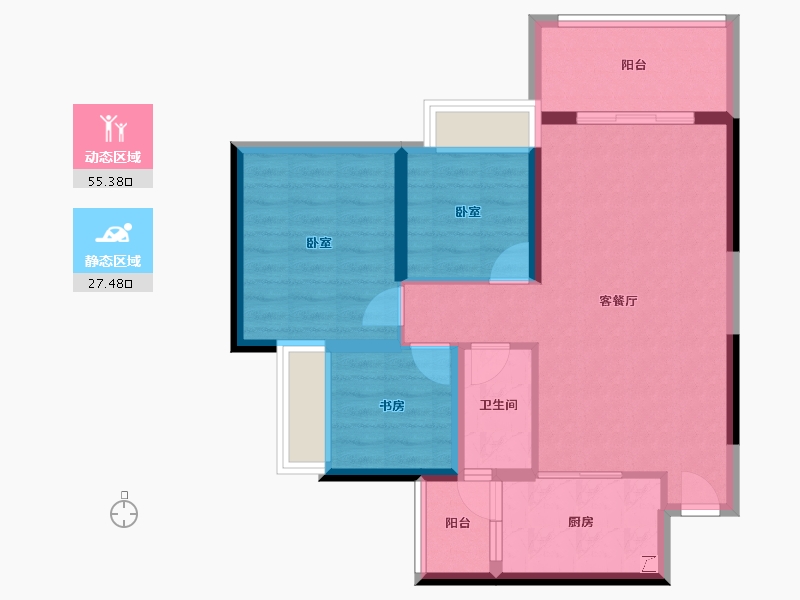 广东省-江门市-凤山水岸Ⅱ誉城-73.74-户型库-动静分区