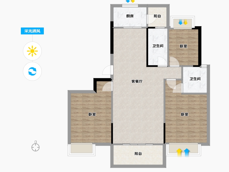 湖南省-衡阳市-雅士林欣城江岳府-96.82-户型库-采光通风