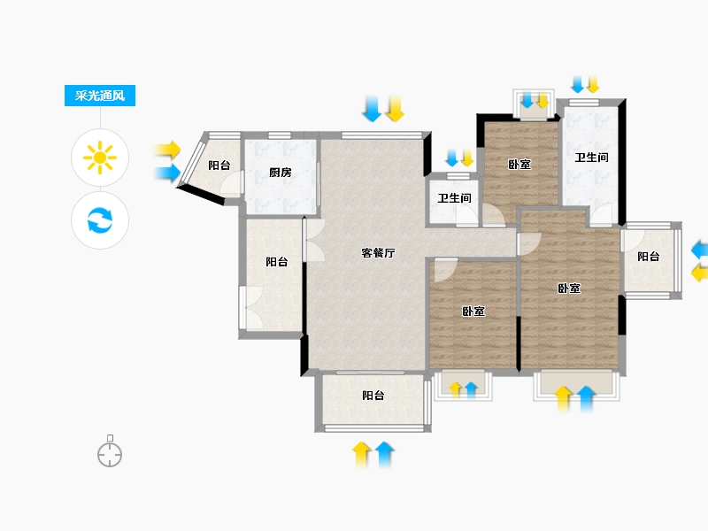 广东省-东莞市-保利领秀山-107.85-户型库-采光通风