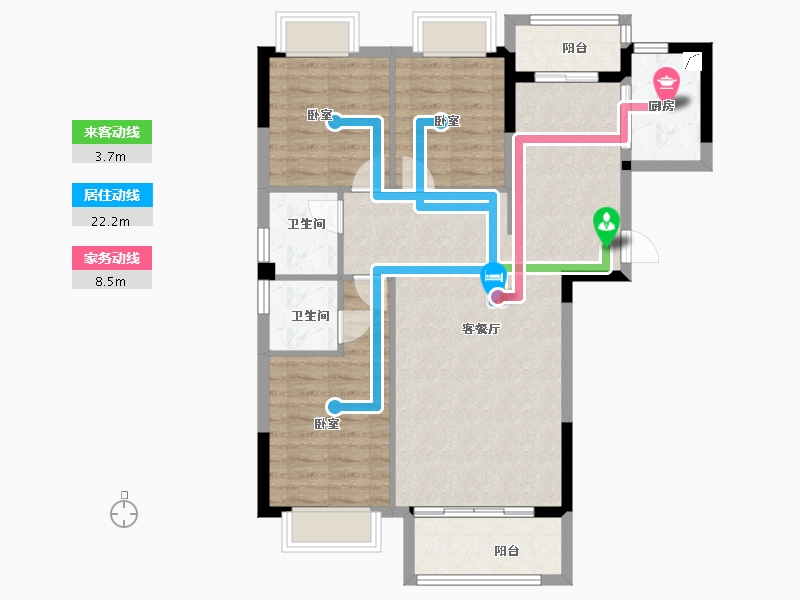 广东省-梅州市-新蓝天山湖壹号-89.91-户型库-动静线