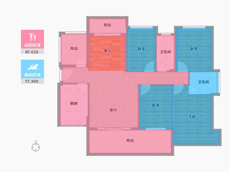 广东省-惠州市-隆生西江花园-128.20-户型库-动静分区