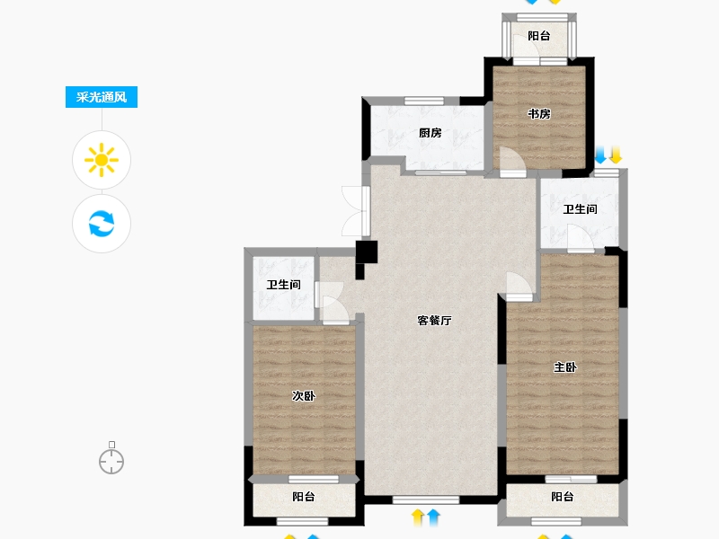 青海省-西宁市-中房蓝岸-111.05-户型库-采光通风