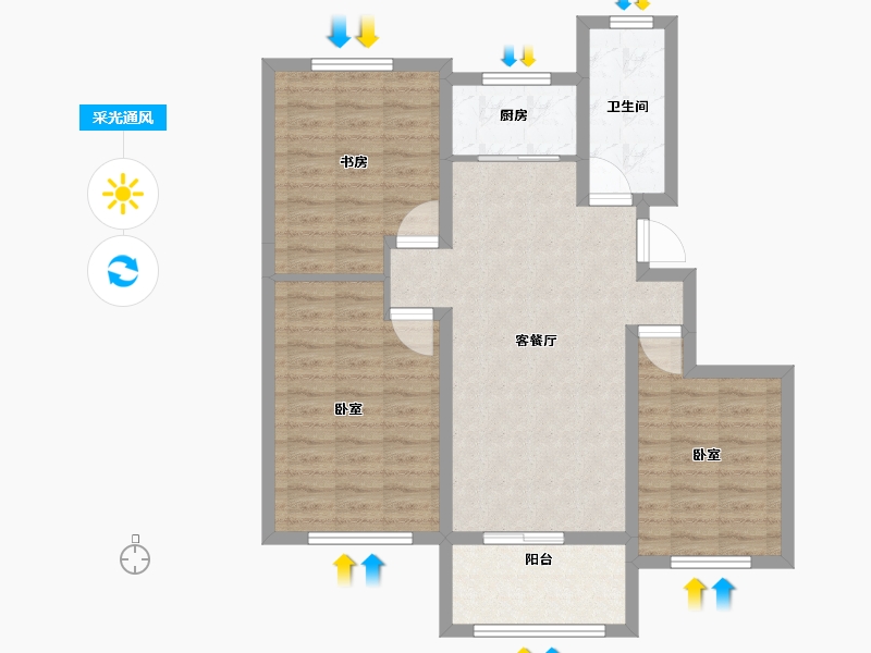 安徽省-黄山市-千景园-84.00-户型库-采光通风