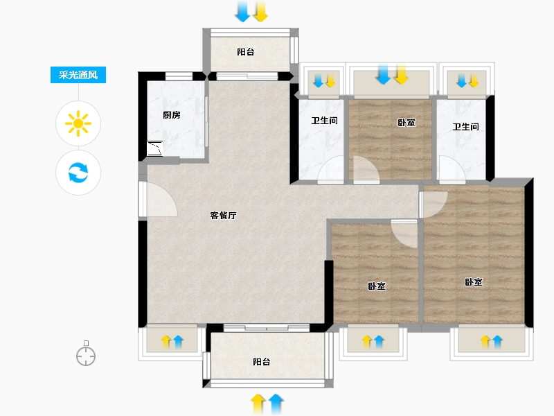 广东省-广州市-兰亭香麓-77.95-户型库-采光通风