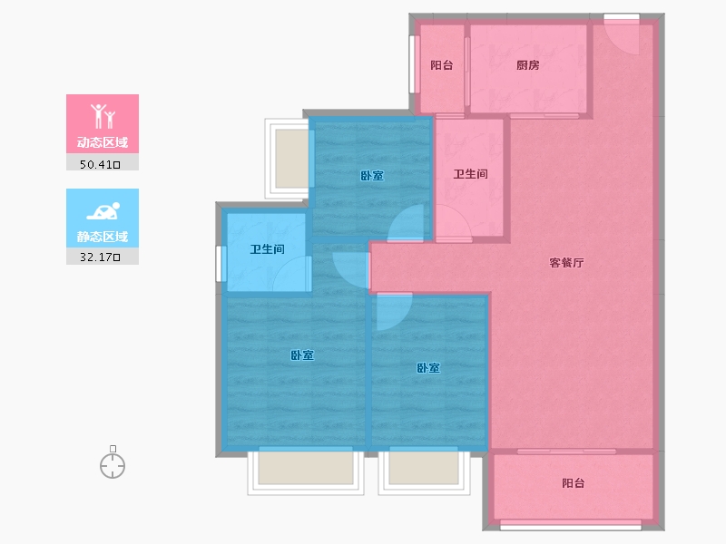 广东省-东莞市-虎门·君悦东方-74.93-户型库-动静分区