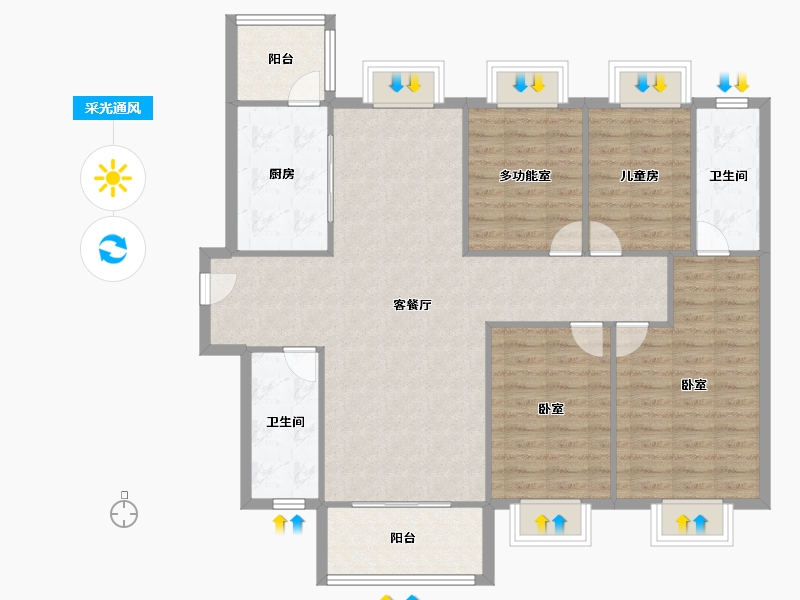 广东省-东莞市-保利格外松湖-114.00-户型库-采光通风