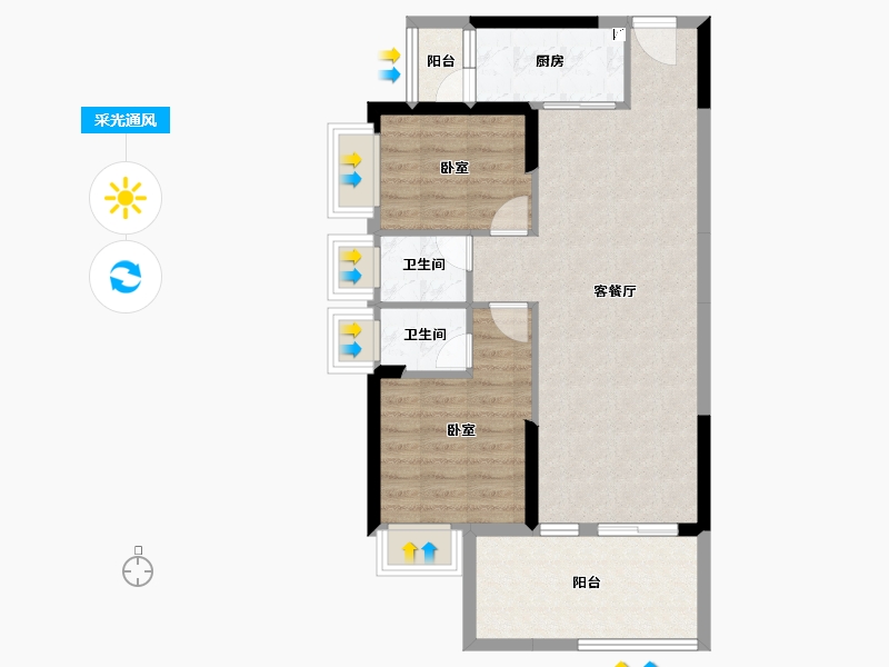 广东省-惠州市-奥园天翔誉峰-74.84-户型库-采光通风