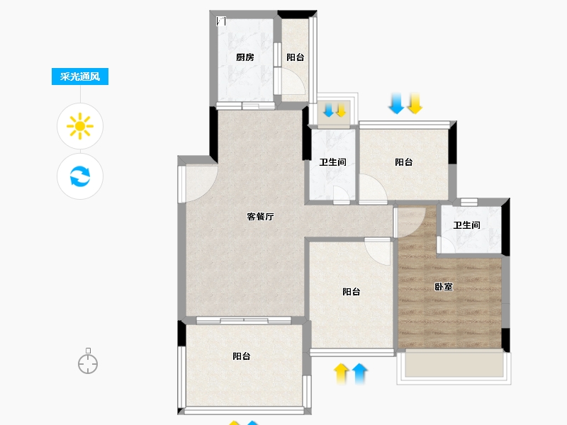 广东省-江门市-新熙花园-69.00-户型库-采光通风