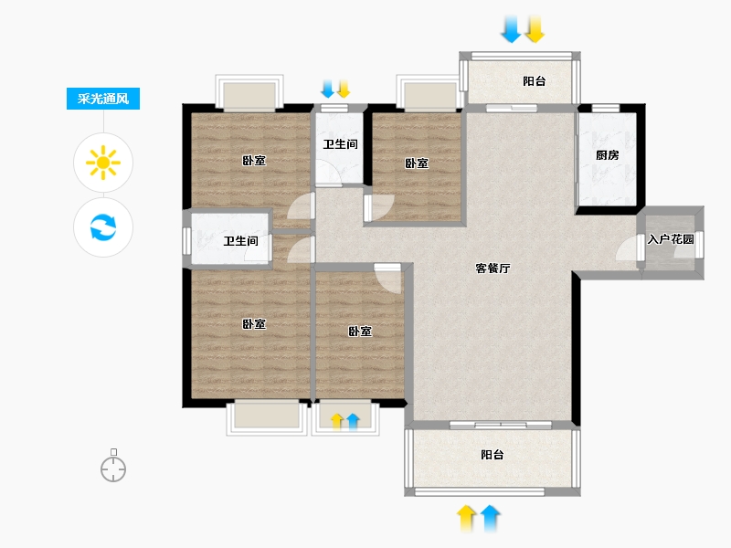 广东省-河源市-坚基·沁园和府-116.53-户型库-采光通风