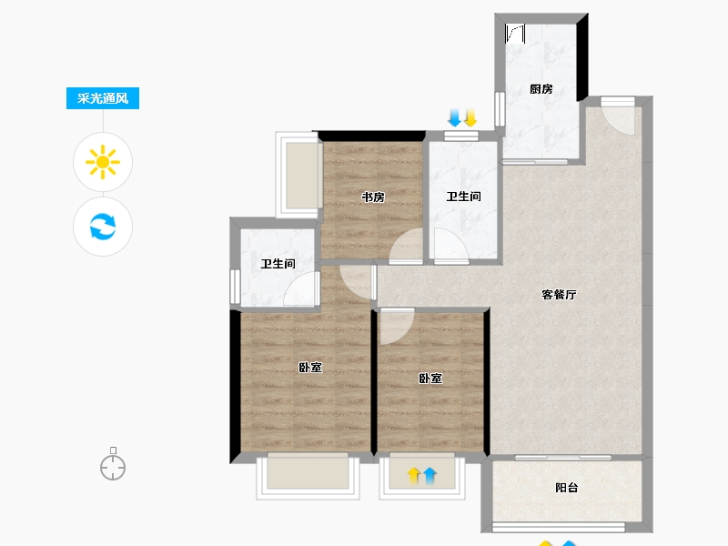 广东省-东莞市-虎门·君悦东方-71.06-户型库-采光通风