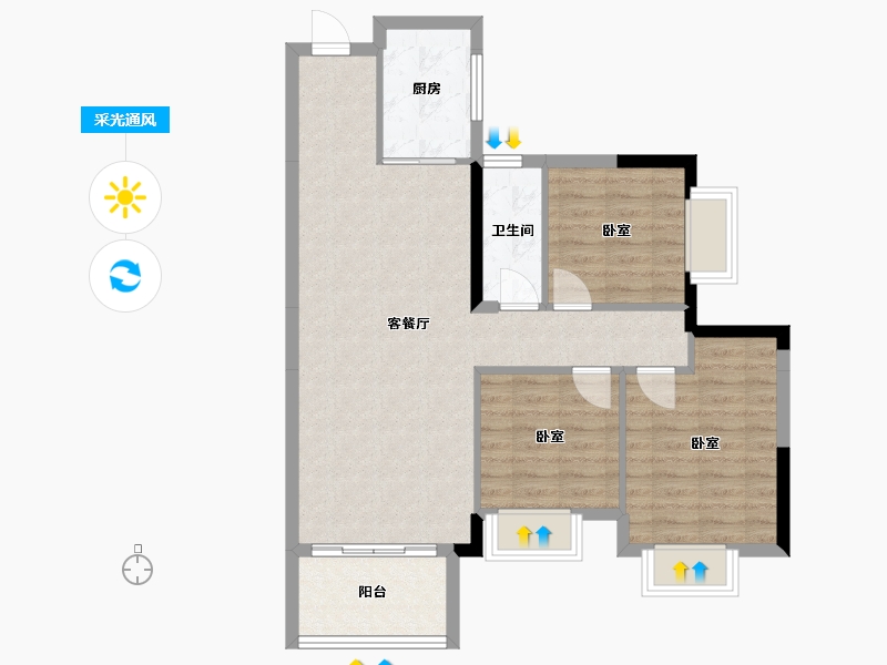 湖南省-衡阳市-坤鑫·中央广场-79.76-户型库-采光通风