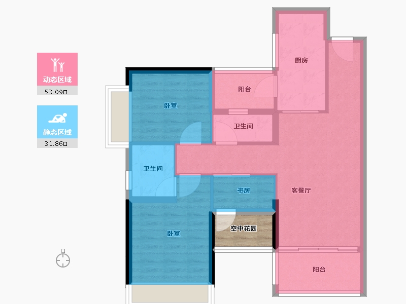 广东省-江门市-越秀天悦星院-79.15-户型库-动静分区