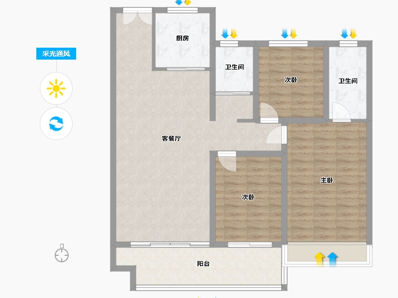 河南省-安阳市-汇富星港湾-104.08-户型库-采光通风