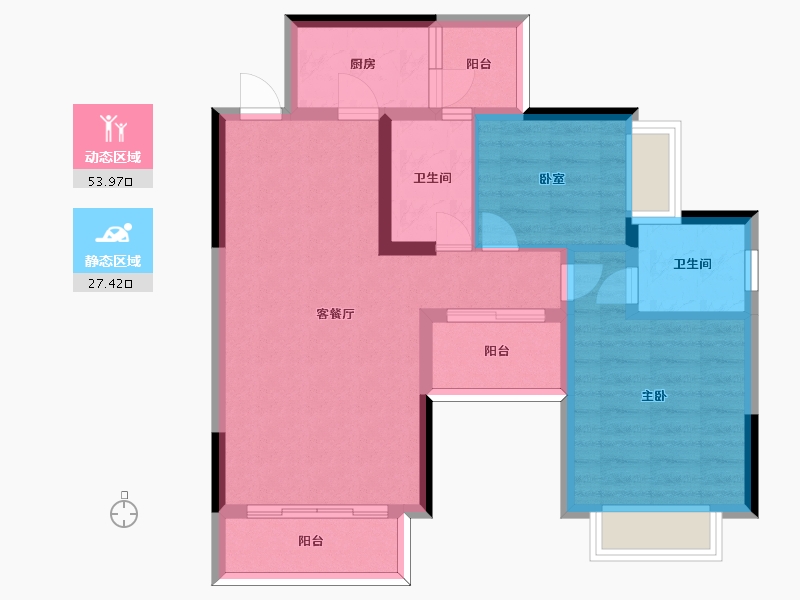 贵州省-遵义市-英伦国际-71.98-户型库-动静分区