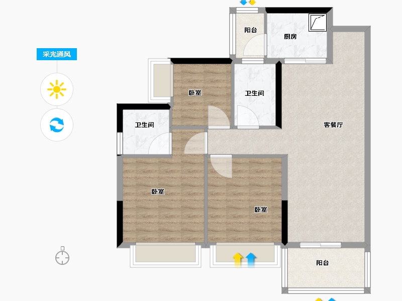 广东省-河源市-河源市商业中心|坚基·美丽城-86.01-户型库-采光通风