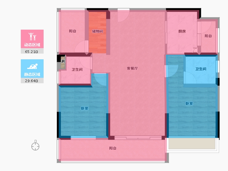 广东省-河源市-碧桂园凤凰台-83.58-户型库-动静分区