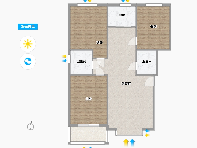 河北省-石家庄市-金城新天地-92.00-户型库-采光通风