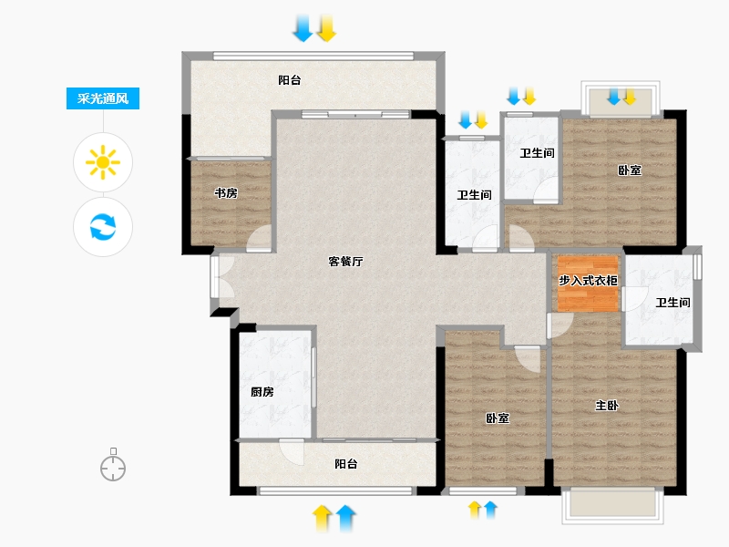 广东省-佛山市-中国铁建国际公馆-146.00-户型库-采光通风