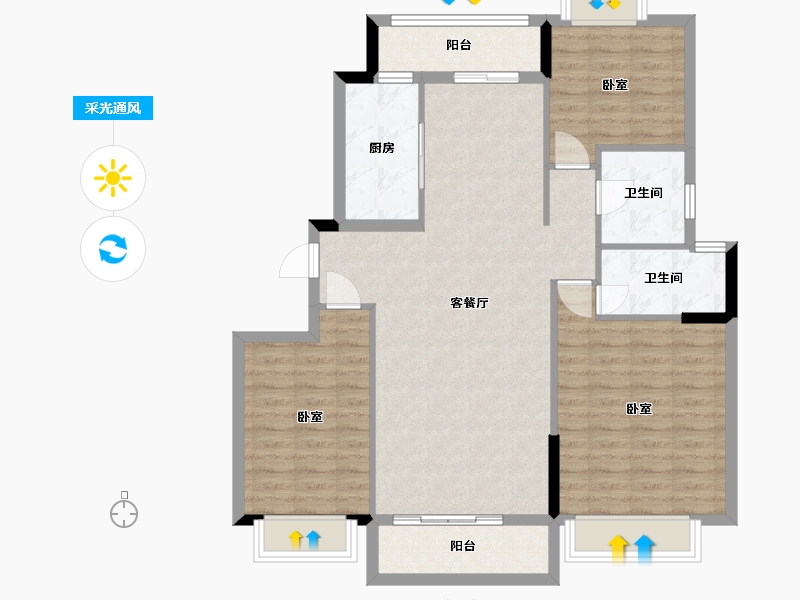 广东省-梅州市-宁江新城六期【君和盛世】-102.61-户型库-采光通风