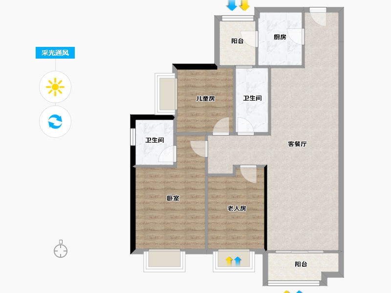 广东省-东莞市-保利格外松湖-93.58-户型库-采光通风