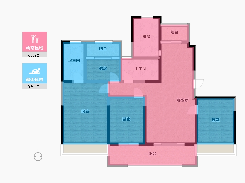 江苏省-镇江市-爱家·尚城-110.61-户型库-动静分区